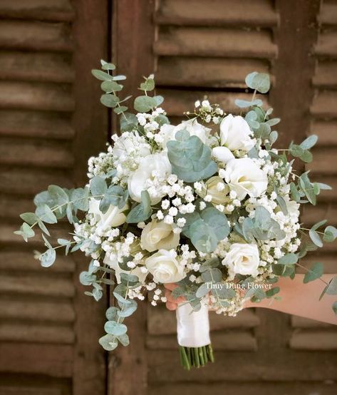 Eucalyptus And Babysbreath Wedding, Sage Green Eucalyptus Wedding Bouquet, Ecuplatus Wedding, Sage Green And White Bridal Bouquet, Eucalyptus Flower Bouquet, White Iris Wedding Bouquet, Eucalyptus And Babysbreath Bouquet, Greenery And Babysbreath Bouquet, White Iris Bouquet