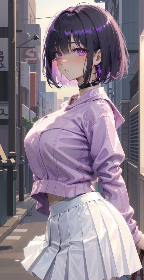 Purple Hair Anime Female, Purple Hair Anime Woman, Purple Hair Anime, Anime Purple Hair, Match Pfp, Hair Anime, Female Character, Anime Pfp, Female Character Design