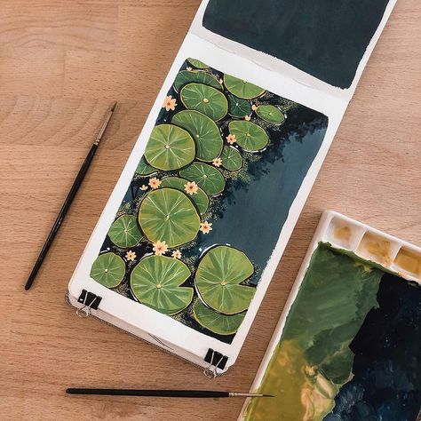 Lily Pad Painting, Feather Art Drawing, Gauche Painting, Gouache Art, Shop Art Prints, Art Painting Gallery, Art Gallery Wallpaper, Watercolor Art Lessons, Book Art Diy