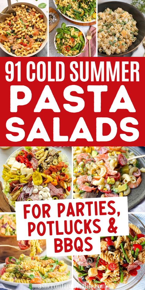 Collage of cold summer pasta salad recipes. Prawn Pasta Salad Cold, Pasta Salad For Kids, Kids Pasta, Party Side Dishes, Cold Pasta Salad Recipes, Easy Pasta Salad Recipe, Best Pasta Salad, Cold Pasta, Cold Pasta Salad