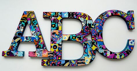 Abc Nursery Decor, Abc Wall Decor, Abc Wall Art, Wall Letters Nursery, Abc Wall, Wall Letter, Painting Wooden Letters, Wooden Wall Letters, Alphabet Nursery