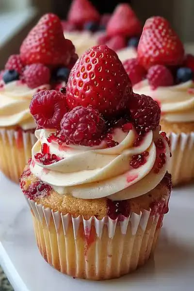 Fruit Birthday Cupcakes, Strawberry Cheesecake Cupcakes Recipe, Strawberry Cupcake Cake, Gourmet Cupcake Ideas, Boxed Cupcake Recipes, Strawberry Cupcake Ideas, White Chocolate Strawberry Cupcakes, Cupcake Recipes With Filling, Cupcake Flavor Combinations