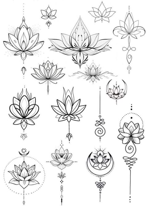 Lotus Line Tattoo Design, Lotus And Flower Tattoo, Mandellas Design Mandala Art Tattoo, Back Tattoo Women Lotus, Lotus Design Tattoo, Thailand Inspired Tattoos, Blooming Lotus Tattoo, Mandala Lotus Tattoo Design, Lotus Tattoo Mandala