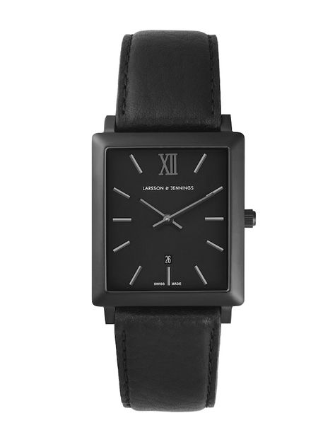 01-Norse-29x40mm-Black All Black Watches, Square Watches, Larsson And Jennings Watch, Books Design, Men's Watches Luxury, Watch Trends, Watch Dial, Watches Luxury, Ladies Watches