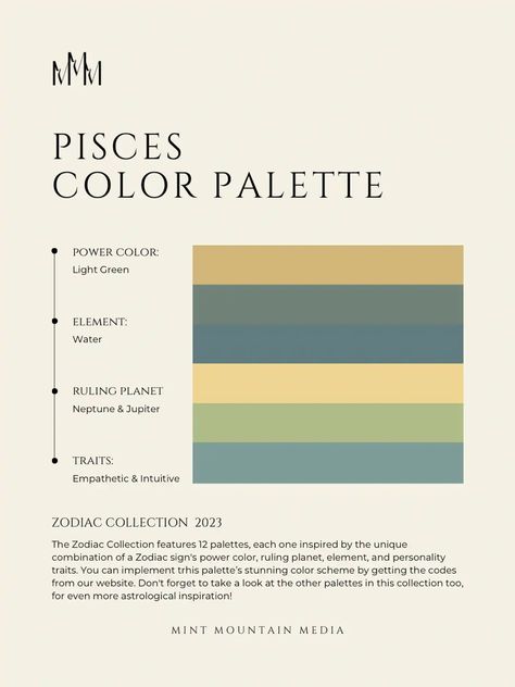 Pisces Midheaven Aesthetic, Pisces Color Palette, Pisces Midheaven, Pisces Color, Spiritual Guide, Power Colors, Spiritual Guides, Wren, Colour Palette