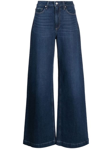 PAIGE Harper high-waist Wide Jeans - Farfetch Walk In Wardrobe, Look Older, Wide Jeans, Wide Leg Denim, Phillip Lim, Wide Leg Jeans, Midnight Blue, Bell Bottom Jeans, Designing Women