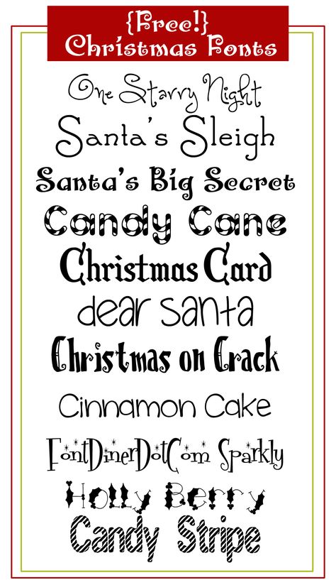 FREE Christmas FONTS - use these to create ABC sorts for preschoolers and word cards for the writing center. Do It Yourself Decoration, Christmas Fonts Free, Inkscape Tutorials, Christmas Font, Christmas Fonts, Fancy Fonts, Hur Man Målar, Cricut Fonts, Font Free