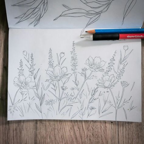 ✏️ A little Sunday sketching... I don't consider myself much of a floral artist 🌷🌸, but I do enjoy wildflower drawings. I think I just find some flowers so daunting because they can have so many petals with only subtle changes in colour. Wildflowers, being more wild and free, don't intimidate me quite so much. . . . #wildflowerdrawing #wildflowers #floraldrawing #floralsketch #sundaysketch #dailydrawing #sketchbookdrawing Wildflower Pencil Drawing, Single Wildflower Drawing, Wildflower Line Drawing, Wildflower Drawings, Wildflower Outline Drawing, Wild Flower Line Drawing, Wildflower Sketch, Wildflower Drawing, Wildflower Meadow