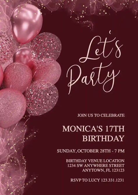 Bday Invitation Card, 21st Invitations, Teen Birthday Invitations, Online Birthday Invitations, Make Birthday Invitations, Happy Birthday Invitation Card, Birthday Dinner Invitation, Virtual Invitations, Surprise Party Invitations