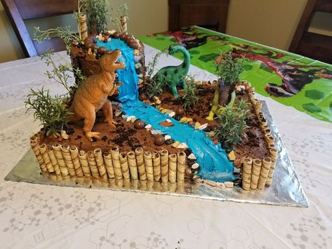 Volcano Cake, Flan Cake, Dino Cake, Dinosaur Birthday Cakes, Dinosaur Themed Birthday Party, Dino Birthday Party, Cupcakes Cake, Dinosaur Cake, Baby Birthday Cakes