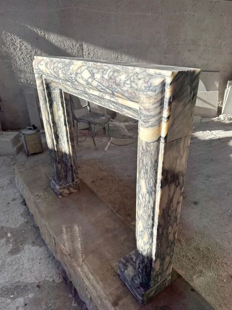 "This Calacatta Viola marble, handmade fireplace mantel is in 54\"w ( left to right ) X 45\"h ( bottom to top ) X 8\" d ( wall to front )" Connecticut House, Calacatta Viola Marble, Cast Stone Fireplace, Viola Marble, Stone Fireplace Mantel, Marble Fireplace Mantel, Calacatta Viola, Custom Sinks, Marble Fireplace Surround