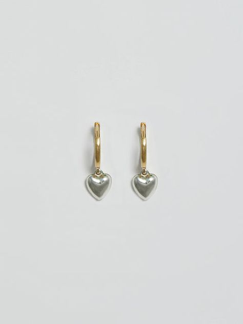 Earrings – Page 2 – Loren Stewart Heart Huggies, Gold And Silver Earrings, Closet Addition, Gold Huggies, Vintage Gold Earrings, Mixed Metal Earrings, Mixed Metal Jewelry, Jewelry Accessories Ideas, Puffed Heart