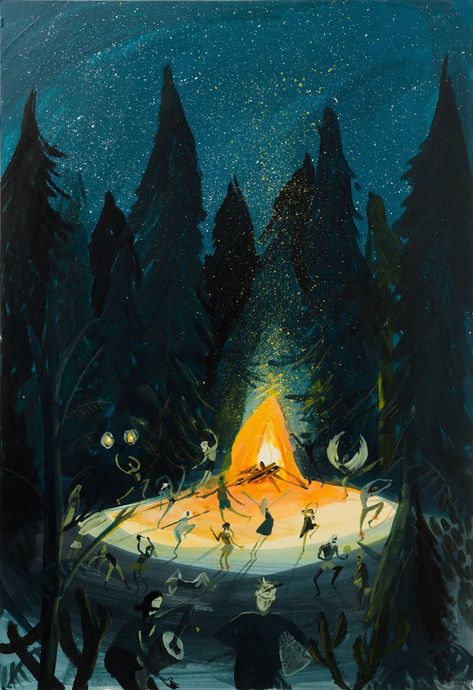 Bonfire Illustration, Kirsten Sims, Fantasy Animation, Nice Drawings, Gfx Design, Night Illustration, Miss Moss, Arte Inspo, Arte Fantasy