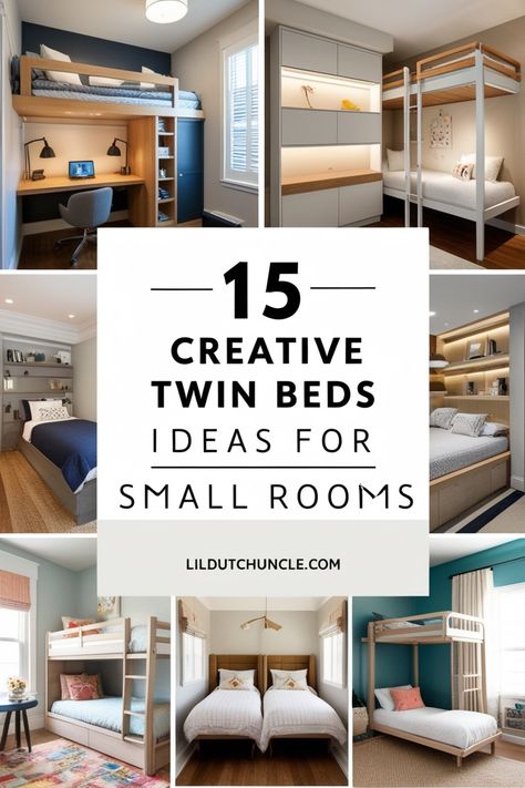 Transform your small room with these 15 genius twin bed ideas that maximize space and boost style. From lofted twin beds with a shared workspace to stylish bunk beds, these creative solutions make the most of every inch. Explore foldable twin beds, built-in storage, and floating designs that give your room a modern, airy feel. Whether you’re into minimalist furniture or bright bedding, these ideas are perfect for creating a cozy, functional retreat. Get inspired and save these game-changing twin bed ideas for your next room refresh! Beds For A Small Bedroom, 2 Bed In Small Room Ideas, Multi Purpose Beds, Twin Beds Ideas For Small Room, Twin Cabinet Bed, Extra Beds For Guests, Twin Bed Sofa Ideas, Shared Room With Trundle Bed, Night Stand Between Twin Beds