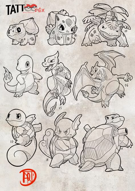 Pokemon Evolution Art, Pokemon Flash Tattoo, Pokemon Drawings Sketches, Rayquaza Tattoo, Pokemon Tattoo Design, Pokémon Evolution, Pikachu Tattoo, Pokemon Sketch, Pokemon Tattoo