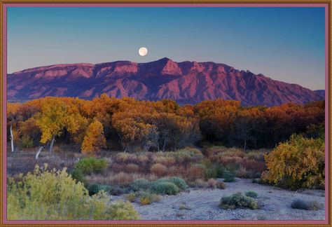 Sandia Mountains Albuquerque, Mexico Scenery, Hunters Moon, Sandia Mountains, New Mexico Style, New Mexico Homes, Mexico Style, Albuquerque News, New Mexico Usa