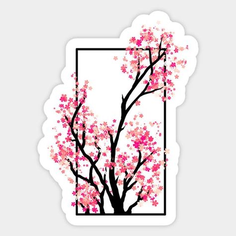 Sakura Sticker #StickerArt Aesthetic Sticker Collage, Japanese Stickers Printable, 4th Of July Stickers, Sakura Stickers, July Stickers, Japanese Culture Art, Stickers Books, Japanese Symbols, Japanese Stickers