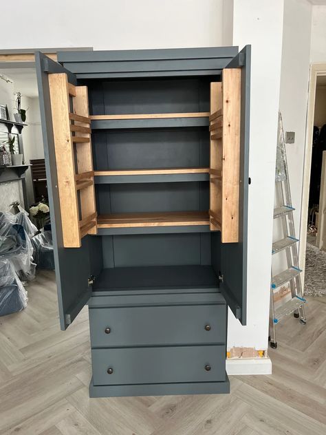 Understairs Pantry Shelving Ideas, Diy Pantry Cabinet How To Build, Larder Cabinet, Pantry Larder, Living Room Units, Freestanding Kitchen Island, Kitchen Cupboard Storage, Larder Unit, Larder Cupboard