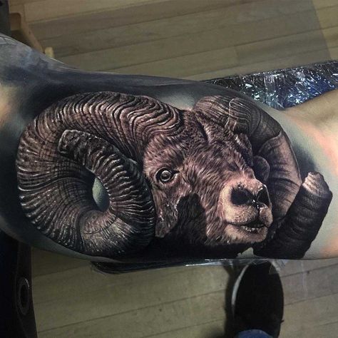 Tattoo Bicep, Goat Tattoo, Sheep Tattoo, Ram Tattoo, Russian Tattoo, Usa Tattoo, Animals Tattoo, Aries Tattoo, Biomechanical Tattoo