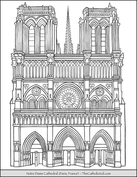 Notre Dame Cathedral Coloring Page – Paris, France Drawing Cathedral, Notre Dame Cathedral Tattoo, Notre Dame Drawing, Notre Dame Sketch, Notre Dame Cathedral Drawing, France Coloring Pages, Notre Dame Colors, Notre Dame Paris, Notre Dame Cathedral Sketch