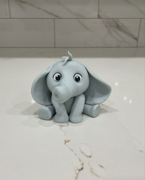 Fondant Elephant Tutorial Step By Step, Elephant Cake Topper Tutorial, Polymer Clay Elephant Tutorial, Elephant Fondant Topper, Elephant Polymer Clay, Fondant Animals Tutorial, Elephant Birthday Cakes, Fondant Elephant Cake Topper, Fondant Elephant