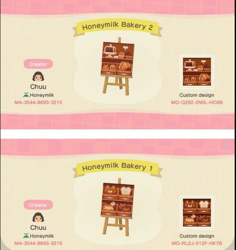 Acnh Bakery Menu Designs, Acnh Bakery Stall Codes, Acnh Fall Simple Panel, Outdoor Bakery Acnh, Acnh Bakery Design Codes, Bakery Acnh Code, Bakery Sign Acnh, Acnh Bakery Stall, Acnh Pastry Shop