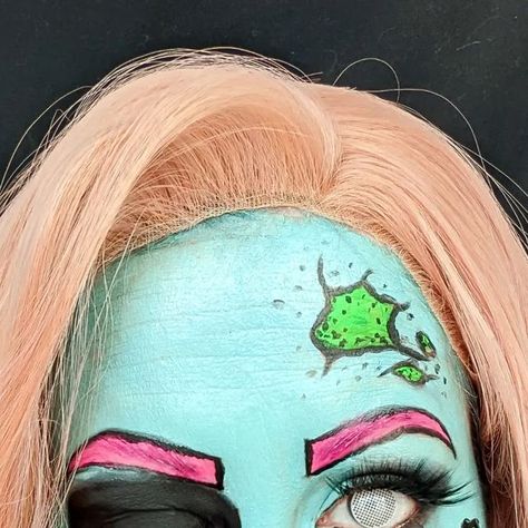 Pop Art Zombie, Pop Art Makeup, Zombie Makeup, 31 Days Of Halloween, Halloween Makeup Looks, Instagram Look, Hair Fashion, Makeup Hair, Halloween Makeup