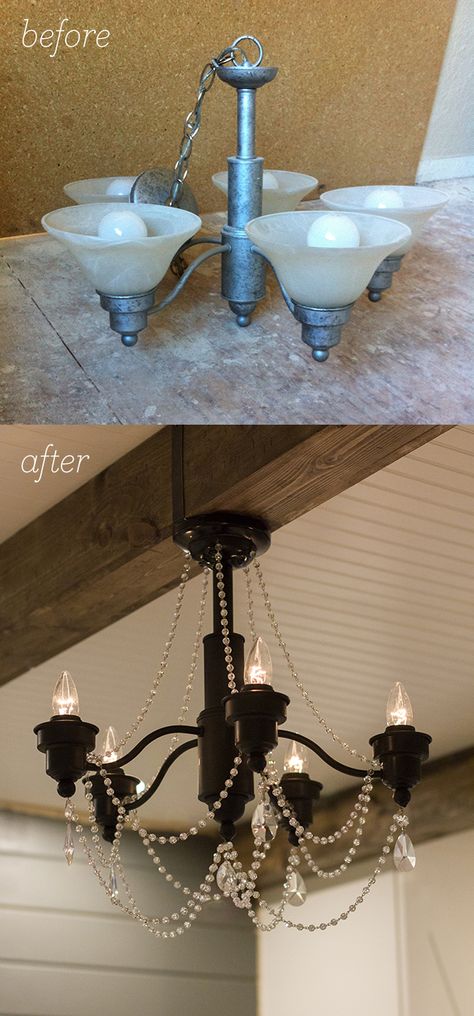 18 Amazing DIY Transformations You HAVE To See! Diy Crystal Chandelier, Cape Remodel, Luminaria Diy, Chandelier Makeover, Diy Lampe, Design Blogs, Diy Chandelier, Metal Chandelier, Diy Makeover