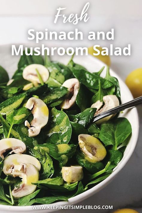 Mushroom Salad Recipe, Simple Spinach Salad, Spinach And Mushroom, Dijon Dressing, Spinach Mushroom, Mushroom Salad, Salad Easy, Keto Vegan, How To Cook Mushrooms