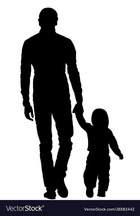 Baby Hand Tattoo, Holding Hands Walking, Walking Silhouette, Father Son Tattoo, Silhouette Family, Vector Tattoo, Walking On The Street, Boy Silhouette, Father Tattoos