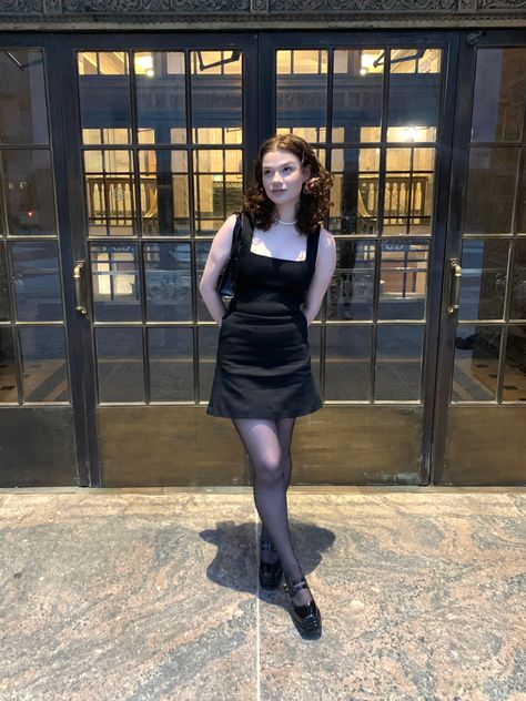 hoco Goth Homecoming Dress Short, Black Hoco Dress Aesthetic, Alt Homecoming, Hoco Dresses Fairy Grunge, Black Mini Dress With Tights, Black Dress With Tights, Black Coquette Mini Dress For Party, Dress With Tights Outfit, Mini Dress With Tights