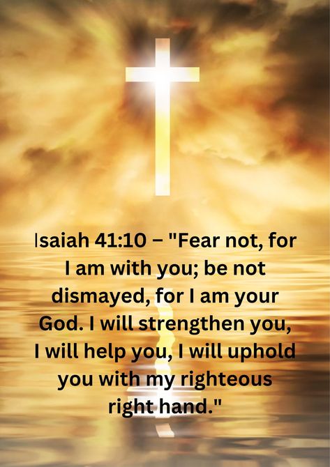 Isaiah 41:10 Christian Wall Art - Inspirational Bible Verse Poster Bring faith and encouragement into your home with this beautifully designed Isaiah 41:10 scripture poster. Featuring the powerful words "Fear not, for I am with you; be not dismayed, for I am your God. I will strengthen you, I will help you, I will uphold you with my righteous right hand," this artwork serves as a daily reminder of God's unwavering presence and strength. Perfect for Any Space: Whether you're decorating your home, office, prayer room, or church, this uplifting scripture print brings comfort and reassurance. It also makes a heartfelt Christian gift for friends, family, pastors, or anyone in need of encouragement. Product Details: ✔️ High-Quality Print - Crisp and vibrant design for a stunning look ✔️ Multiple Be Not Dismayed, Verse Poster, Uplifting Scripture, Inspirational Bible Verse, Scripture Print, Prayer Room, Christian Wall Art, Powerful Words, Daily Reminder