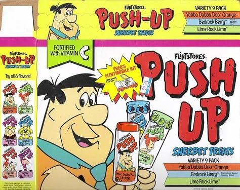 I'd chase the ice cream man down for blocks just to get my Flinstones Push Up's! Push Up Pops, Childhood Memories 90s, Pop Box, 90s Memories, Feeling Nostalgic, Childhood Things, Push Pops, The Flintstones, Back In My Day