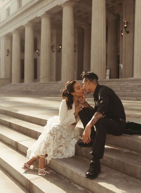 Civil Wedding Celebration, Wedding Looks For Bride, Civil Wedding Reception Ideas, Civil Wedding Backdrop, Civil Wedding Reception, Courthouse Photoshoot, Elopement Courthouse, Elopement Photoshoot, Courthouse Wedding Photos