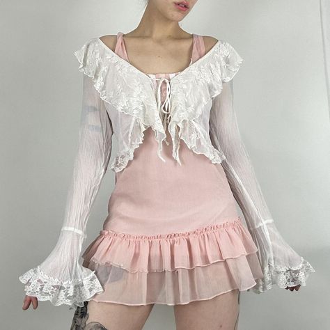 y2k babydoll mini dress 🌸 baby pink mesh layered... - Depop Pink Babydoll Dress Outfit, Atomic County, Babydoll Dress Aesthetic, Babydoll Dress Pattern, Babydoll Dress Outfit, Pink Babydoll Dress, Outfit Ideas For Characters, Ideas For Characters, Pink Babydoll