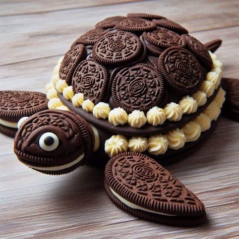 Sea Turtle Cake, Turtle Cake, Food Art For Kids, Amazing Food Decoration, Amazing Food Art, Easy Food Art, Oreo Cookie, Oreo Cake, Fun Kids Food