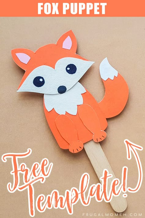 Papercraft Fox Puppet - Kids Animal Craft - Frugal Mom Eh! Diy Fox Decor Craft Ideas, Fox Craft For Preschool, Construction Paper Fox, F Is For Fox Craft, Paper Fox Diy, Preschool Fox Craft, Preschool Fox Activities, Elementary School Craft Ideas, Fox Puppet Craft