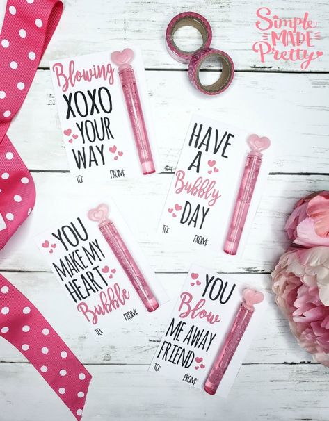 Valentines Bubbles Printable, Bubbles Valentines For Kids, Valentines Day Crafts For Kids Classroom Free Printable, Dollar Store Craft Ideas, Free Printable Valentines Tags, Free Printable Valentines Cards, Bubble Valentines, Free Printable Valentines, Daycare Gifts