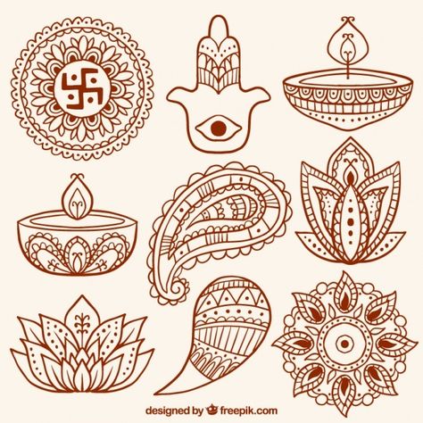 Collection of abstract shapes and diwali... | Free Vector #Freepik #freevector #floral #abstract #diwali #hand Diya Doodle, Happy Lamp, Diwali Inspiration, Oil Sketch, Diwali Drawing, Diwali Design, Gelli Plate Art, Paper Cutout Art, Diwali Diya