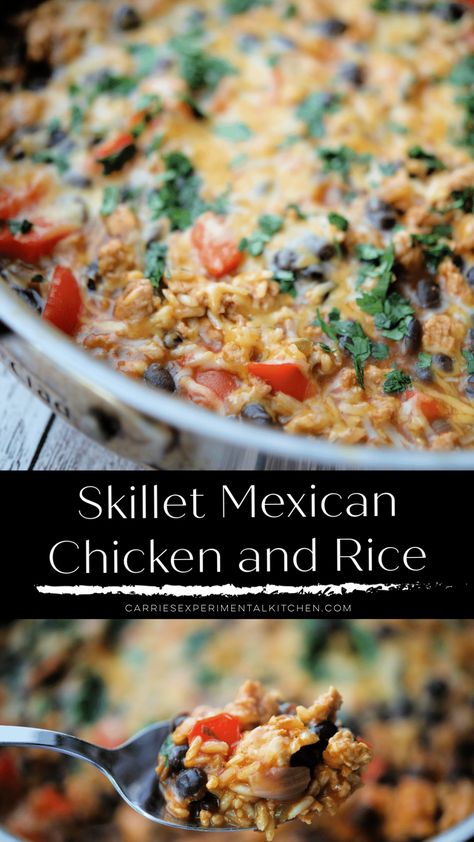 Mexican-Style Chicken and Rice Skillet made with lean ground chicken, vegetables and long grain brown rice. #skilletmeals #groundchicken Ground Chicken Rice Casserole, Recipes With Long Grain Rice, Ground Chicken Cauliflower Rice, Ground Chicken And Peppers Recipe, Ground Chicken With Rice, Mexican Ground Chicken, Ground Chicken And Rice Recipes, Ground Chicken And Rice, Chicken Rice And Beans