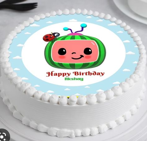 Simple Cocomelon Cake, Coco Melon Cake Ideas, Coco Melon Cake, Cocomelon Cake, Melon Cake, Coco Melon, Birthday Sheet Cakes, Birthday Cake Pops, Sheet Cakes