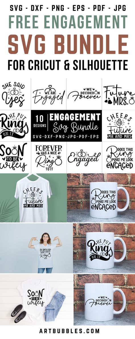 This Engagement SVG File is a freebie for crafters who can use this design with their cutting machine like Cricut, silhouette, etc. Free Engagement SVG design? Download now in the engagement category and use it for printing on a variety of items like t-shirts, mugs, signs, cards, decals or anything else. Files: SVG, DXF, PNG, EPS, JPG & PDF. #craft #engagementsvg #engagement #svg #cricut #silhouette #freeringsvg #engagedringsvg #engagementsvgbundle #engagementtshirt #engagementmug #weddingsvg Engaged Cricut Projects, Free Wedding Svg Files For Cricut, Cricut Engagement Gift, Engagement Cricut, Engagement Sayings, Engagement Quotes, Engagement Mugs, Cricut Wedding, Cricut Air