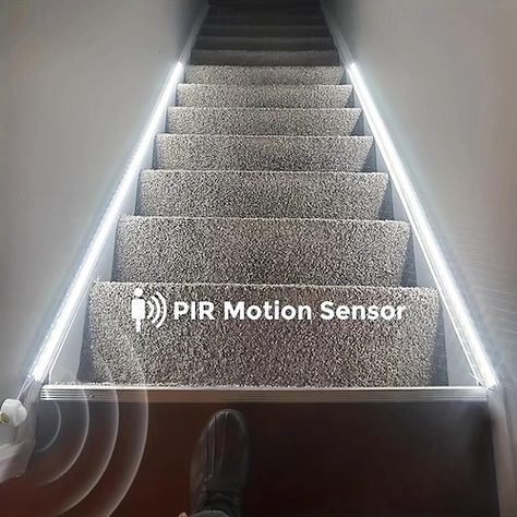 Basement Staircase Lighting, Stair Lights Indoor Wall, Led Bathroom Aesthetic, Lights For Boys Bedroom, Led Baseboard, Strip Lighting Ceiling, Ceiling Led Lights, Stair Lights Indoor, Staircase Light