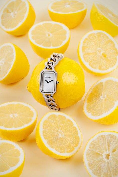 Fruit And Jewellery Photography, Fruit Editorial, Watch Fashion Editorial, Fruit Editorial Fashion, Summer Themed Still Life, Flower Watch, Jewelry Editorial, Fruit Jewelry, Jewelry Photoshoot