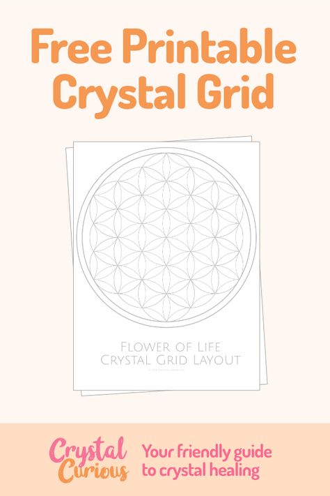 Free Printable Crystal Grid Flower of Life layout for your crystal healing sessions. Learn more about gemstones & crystals & how to use them at crystalcurious.com. #crystals #crystalhealing #chakras #energywork #floweroflife #printable Crystal Healing Grids Layout, Crystals Healing Grids, Jewelry By Brand, Sacred Geometry Symbols, Church Camp, Divine Healing, Gemstones Crystals, Crystals Healing, Crystal Therapy