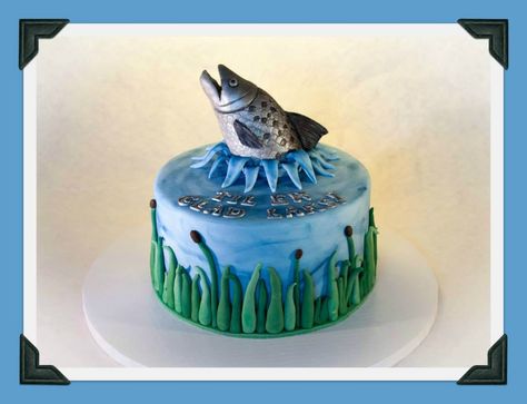 Salmon Birthday Cake, Fisherman Cakes For Men, Fisherman Cakes, Cake Fisherman, Fish Cake Birthday For Men, Fishing Theme Cake, Salmon Cake, Shape Cake, Salmon Cakes