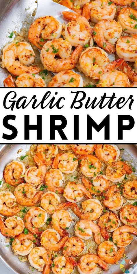 This garlic butter shrimp recipe is deceptively easy to make and is ready in under 15 minutes. Big, juicy shrimp are quickly sautéed in a pan, then finished off with the best garlic butter sauce. Whip up this simple seafood dinner when you’re needing a quick easy weeknight meal. This garlic butter shrimp is packed with flavor and great for lunch or dinner. Try this easy seafood recipe today! Sauteed Shrimp Recipe, Best Garlic Butter, Ways To Cook Shrimp, Cooked Shrimp Recipes, Buttered Shrimp Recipe, Juicy Shrimp, Shrimp Dinner, Sauteed Shrimp, Shrimp Recipes For Dinner