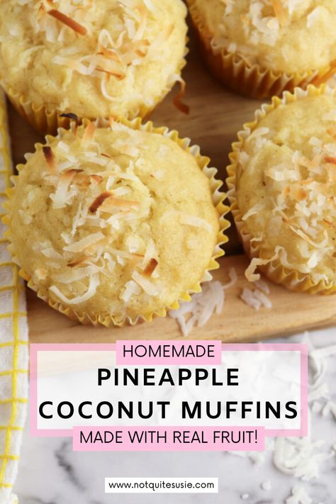 Indulge in the tropical flavors of summer with these delightful Pineapple Coconut Muffins! 🍍🥥 Perfect for brunch or a day at the beach, these muffins are light, fresh, and bursting with flavor. Get the recipe now and treat yourself to a taste of paradise! Pineapple Coconut Muffins Recipes, Fresh Pineapple Recipes Healthy, Pineapple Recipes Healthy, Fresh Pineapple Recipes, Pineapple Coconut Muffins, Pineapple Coconut Bread, Coconut Muffin Recipes, Pineapple Breakfast, Pineapple Muffins