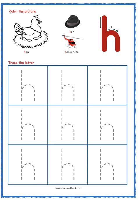 H Tracing Worksheet, Letter H Tracing, Printable Tracing Letters, Tracing Letters Preschool, Letter Tracing Printables, Tracing Worksheets Free, Abc Tracing, Letter Worksheets For Preschool, Small Alphabets