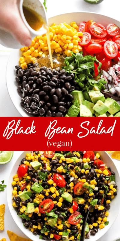 Black Bean Salad Bean And Kale Salad, Dense Bean Salad, Bean Salad Recipes Healthy, Vegan Bean Salad, Bean Salads, Vegetarian Main Dish, Black Bean Salad Recipe, Dude Food, Bean Salad Recipe